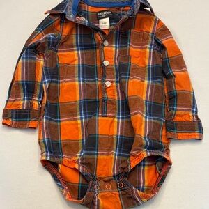 OshKosh B'gosh Orange and Blue Plaid Onesie
